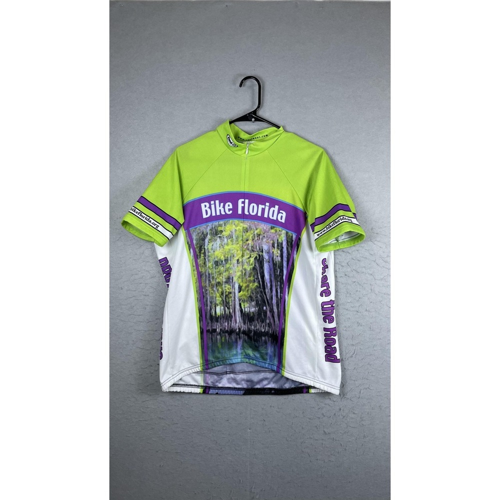 Bike Florida‎ Springs Fever Cycling Jersey Mens Medium Revi Green 1/2 Zip Top